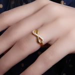 Load image into Gallery viewer, gold plating Adjustable Infinity Ring with CZ Stones | Women's Ring
