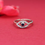 Load image into Gallery viewer, 925 Silver Evil Eye Ring with Blue Gemstone for Women