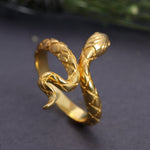 将图像加载到图库查看器中, Gold Plated Snake Wrap Ring | Adjustable Coiled Serpent Jewelry for Women
