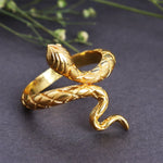 将图像加载到图库查看器中, Gold Plated Snake Wrap Ring | Adjustable Coiled Serpent Jewelry for Women