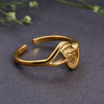将图像加载到图库查看器中, Gold Plated Open Ring with Intertwined Leaf Motif for Women