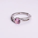 将图像加载到图库查看器中, 925 Sterling Silver Adjustable Ring with Pink Solitaire Cubic Zirconia