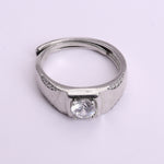 Load image into Gallery viewer, Sterling Silver Men's Band Ring with Solitaire and Accent Diamonds