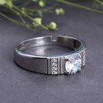 Load image into Gallery viewer, 925 Sterling Silver Adjustable Solitaire Diamond Ring for Men