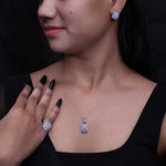 将图像加载到图库查看器中, 925 Silver Blue Gemstone Jewelry Set for Women | Gift