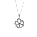将图像加载到图库查看器中, 925 Silver Flower Jewelry Set with Blue Gemstone | Women's Gift