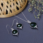 将图像加载到图库查看器中, 925 Silver Emerald Green Teardrop Jewelry Set | Women's Gift