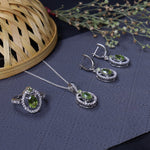 将图像加载到图库查看器中, 925 Silver Peridot Jewelry Set for Women | Gift Idea