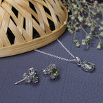 将图像加载到图库查看器中, 925 Silver Peridot Jewelry Set | Earrings & Necklace | Gift