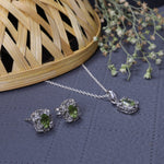 将图像加载到图库查看器中, 925 Silver Peridot Jewelry Set | Earrings & Necklace | Gift