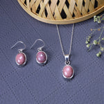 将图像加载到图库查看器中, 925 Silver Rhodochrosite Jewelry Set | Gemstone Earrings & Necklace for Women