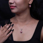 将图像加载到图库查看器中, 925 Silver Rhodochrosite Jewelry Set | Gemstone Earrings & Necklace for Women