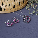 将图像加载到图库查看器中, 925 Silver Heart Earrings & Necklace Set | Ruby Jewelry for Women