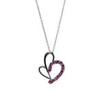 将图像加载到图库查看器中, 925 Silver Heart Earrings & Necklace Set | Ruby Jewelry for Women