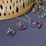 将图像加载到图库查看器中, 925 Silver Heart Earrings & Necklace Set | Ruby Jewelry for Women