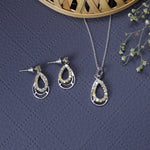 将图像加载到图库查看器中, 925 Silver Teardrop Earrings & Pendant Set | Yellow Gemstone