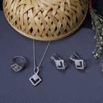 将图像加载到图库查看器中, 925 Silver Diamond Set (Earrings, Necklace, Ring) | Women's Jewelry