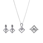 将图像加载到图库查看器中, 925 Silver Diamond Set (Earrings, Necklace, Ring) | Women's Jewelry