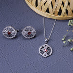 将图像加载到图库查看器中, 925 Silver Cubic Zirconia Cufflinks & Pendant Set | Gift for Him