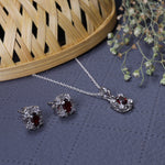 将图像加载到图库查看器中, 925 Silver Garnet Jewelry Set | Women's Gift | Bridal Set
