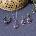 将图像加载到图库查看器中, 925 Silver Ruby Jewelry Set | Earrings, Necklace & Ring for Women