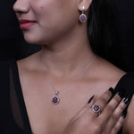 将图像加载到图库查看器中, 925 Silver Ruby Jewelry Set | Earrings, Necklace & Ring for Women