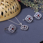 将图像加载到图库查看器中, 925 Silver Red Gemstone Jewelry Set for Women | Gift