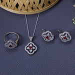 将图像加载到图库查看器中, 925 Silver Red Gemstone Jewelry Set for Women | Gift