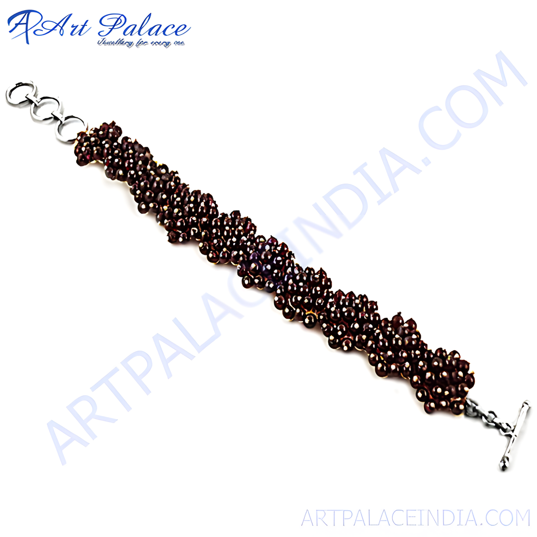 Garnet beaded bracelet with a silver clasp, a stunning piece of jewelry for women.