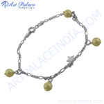 Load image into Gallery viewer, Sterling silver charm bracelet with pearl accents and a star charm.
