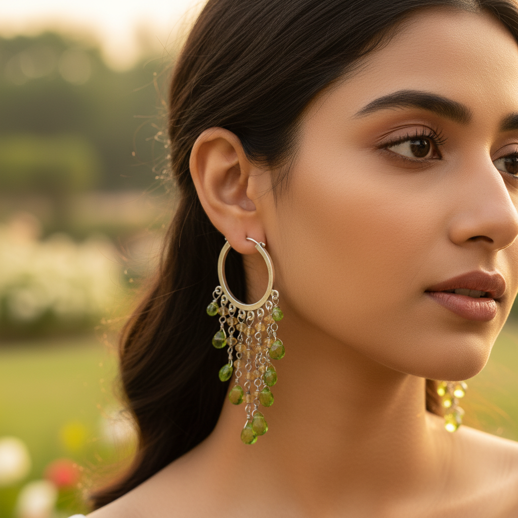 925 Silver Peridot Citrine Chandelier Earrings for Women