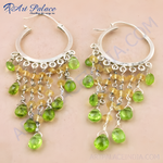 Load image into Gallery viewer, 925 sterling silver chandelier earrings with green peridot and yellow citrine gemstones
