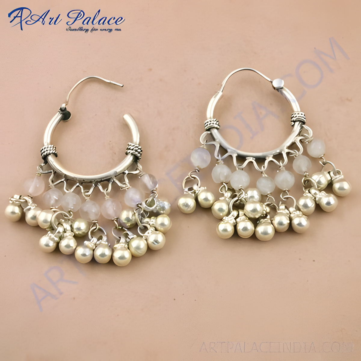 925 sterling silver hoop earrings with pearl and gemstone dangles, elegant earrings for women