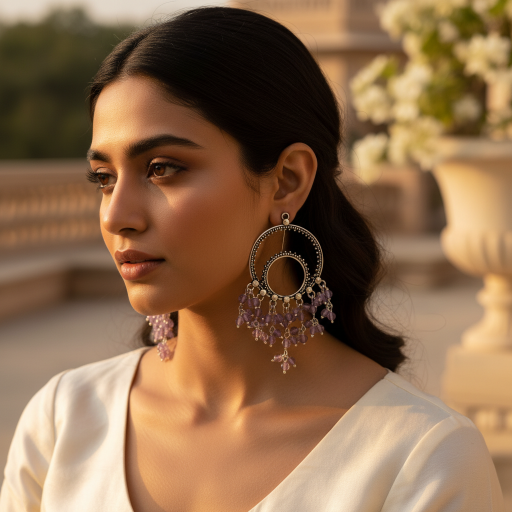 925 Silver Amethyst Drop Earrings for Women | Dangle Earrings