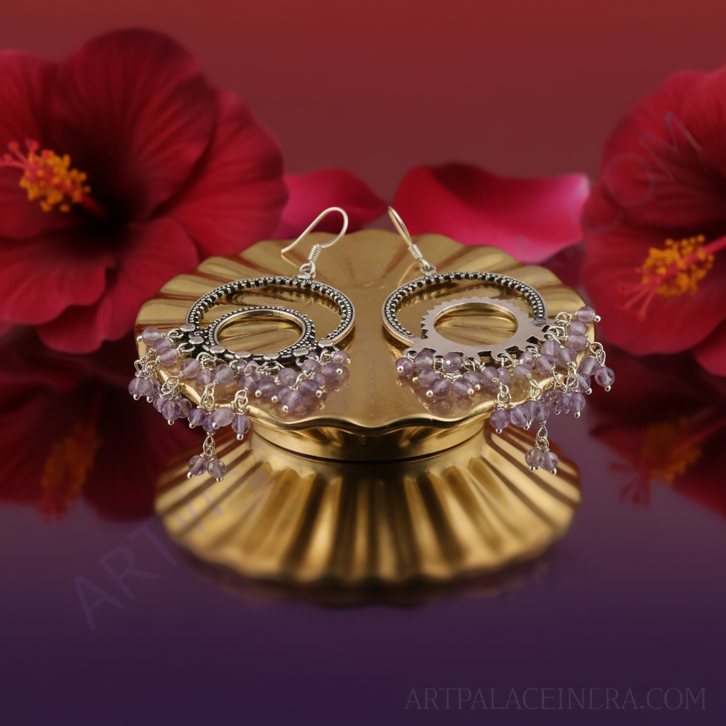 925 Silver Amethyst Drop Earrings for Women | Dangle Earrings