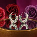Load image into Gallery viewer, Silver Pearl &amp; Gemstone Hoop Earrings for Women | Dainty Jewelry
