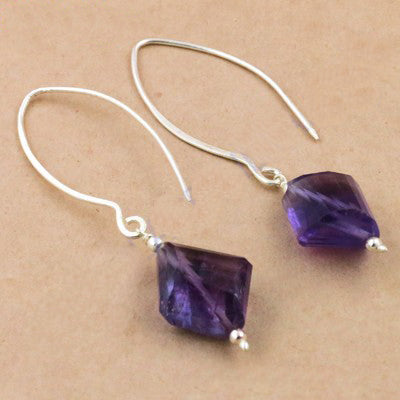 925 Silver Amethyst Drop Earrings for Women | Gemstone Jewelry