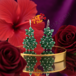 Load image into Gallery viewer, Green Jade Bead Earrings for Women | Silver Dangle Jewelry
