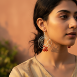 Load image into Gallery viewer, 925 Sterling Silver Circle Earrings with Red Gemstones | For Women
