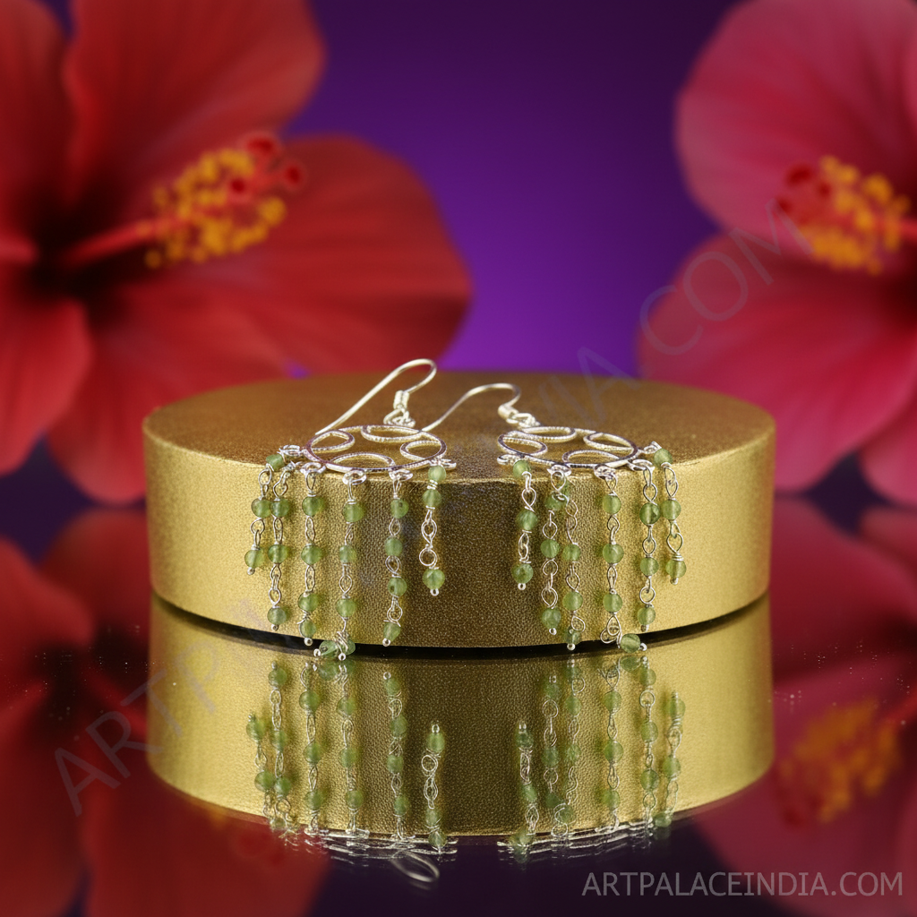 925纯银橄榄石吊坠耳环 | 绿色宝石首饰