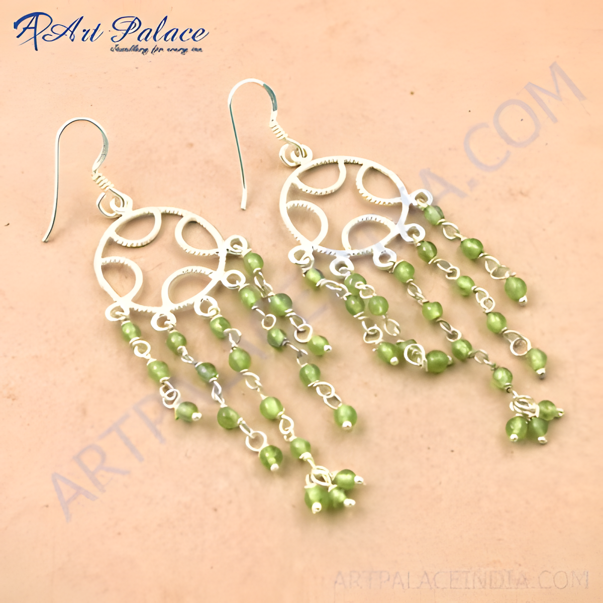 925 sterling silver dangle earrings with vibrant green peridot gemstones