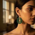 Load image into Gallery viewer, Emerald Bead Earrings for Women | Dangle Drop Jewelry
