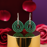 Load image into Gallery viewer, Emerald Bead Earrings for Women | Dangle Drop Jewelry
