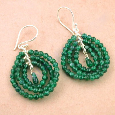 Emerald Bead Earrings for Women | Dangle Drop Jewelry