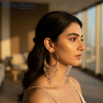 将图像加载到图库查看器中， 金色圆环耳环，饰以粉色宝石吊坠 | 女士珠宝
