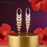 Load image into Gallery viewer, 925 Silver Pearl &amp; Red Gemstone Dangle Earrings | For Women
