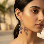 Load image into Gallery viewer, 925 Silver Amethyst Hoop Earrings | Dangle Drop Earrings
