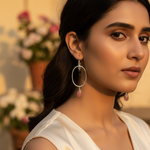 将图像加载到图库查看器中， 925银粉色宝石椭圆形水滴耳环（女士款）
