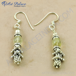 Load image into Gallery viewer, 925 sterling silver dangle earrings with citrine gemstones and beaded detailing.
