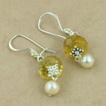 将图像加载到图库查看器中， 925 Silver Citrine &amp; Pearl Drop Earrings for Women | Gift
